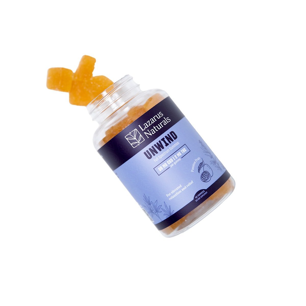 Lazarus Naturals, CBD + THC Gummies, Passion Fruit, Full Spectrum, 40ct, 80mg THC + 2000mg CBD France – Image 2