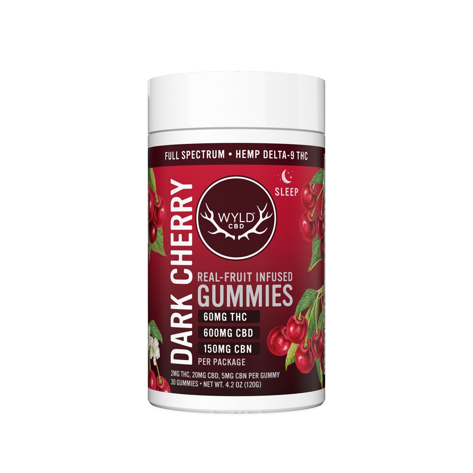 Wyld CBD, Dark Cherry Sleep CBD+THC Gummies, Full Spectrum, 30ct, 60mg THC + 150mg CBN + 600mg CBD France wyld cbd, dark Delta 9 THC France
