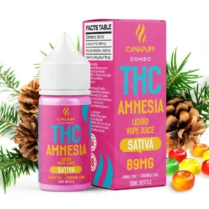 CanaPuff THC/2000mg CBD Amnesia 89mg THC Liquid, 30 ml France canapuff thc/2000mg cbd Delta 9 THC France