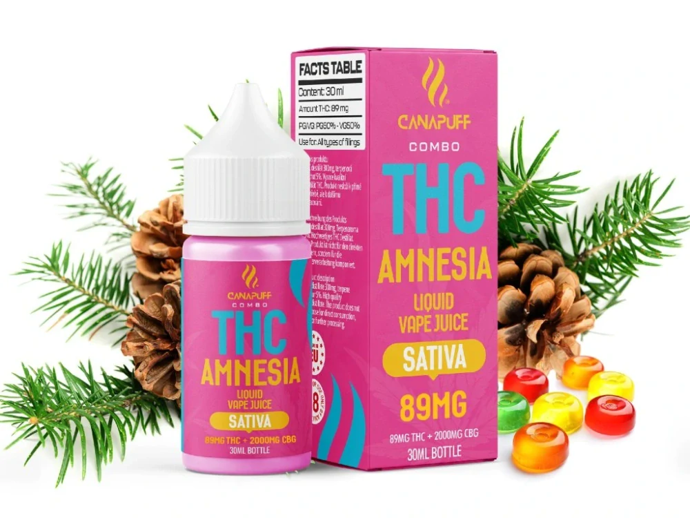 CanaPuff THC/2000mg CBD Amnesia 89mg THC Liquid, 30 ml France canapuff thc/2000mg cbd Delta 9 THC France